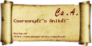 Cseresnyés Anikó névjegykártya